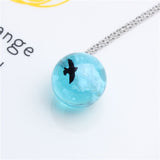 Transparent MooN & Blue Sky White Cloud Chain Necklace -- For Women